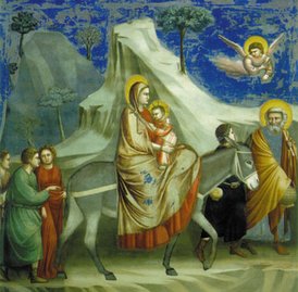 Biglietto natalizio. Giotto - Fuga in Egitto: (biglietto comprensivo di busta). Giotto | Biglietti | Itacalibri